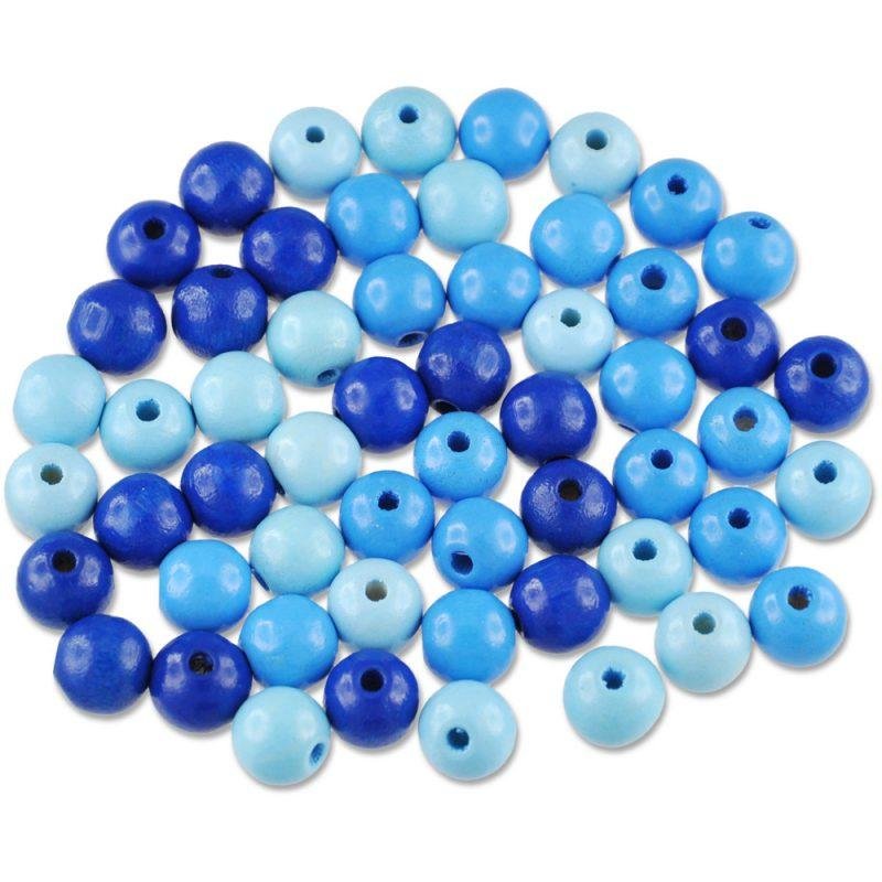 Mediniai karoliukai 10mm - mėlynų spalvų 56vnt.
