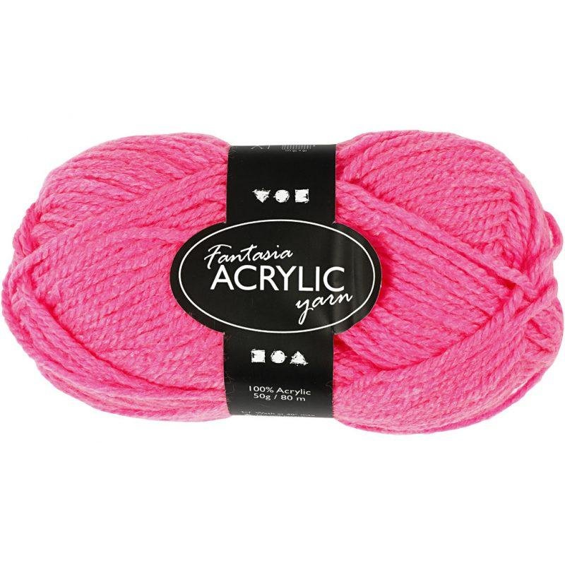 Akriliniai siūlai , 50gr.- 80m Neoninės rožinės sp.