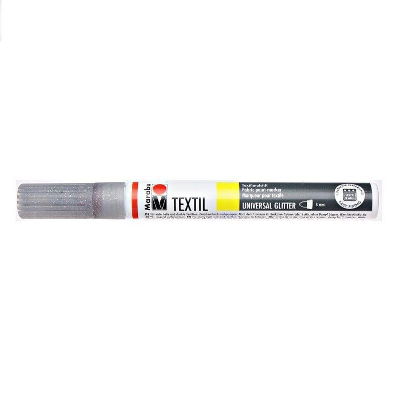 Tekstilės markeris MARABU Glitter 3mm, 582- Silver