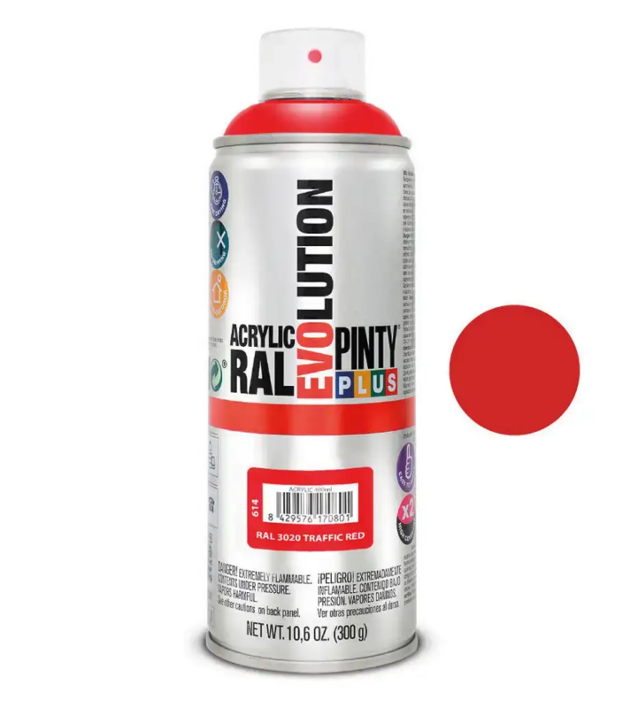 Aerozoliniai dažai Evolution 400ml - RAL3020 raudona sp.