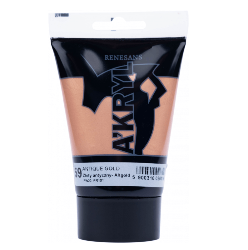 Akriliniai dažai Renesans A'KRYL 100ml - Metalizuoto antikinio aukso sp.
