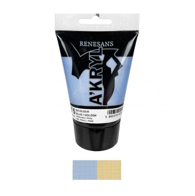 Akriliniai Dvispalviai dažai Renesans A'KRYL 100ml - Mėlyna/auksas