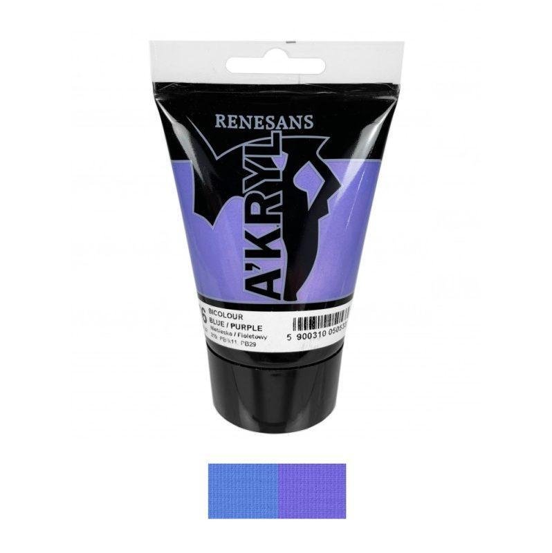 Akriliniai Dvispalviai dažai Renesans A'KRYL 100ml - Mėlyna/violetas