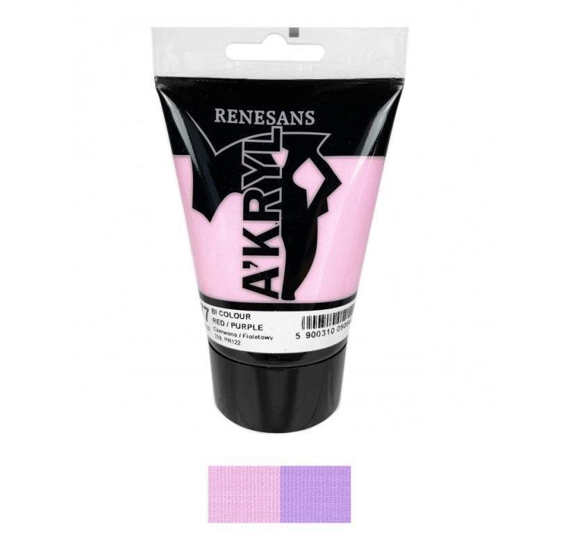 Akriliniai Dvispalviai dažai Renesans A'KRYL 100ml - Rausva/violetas
