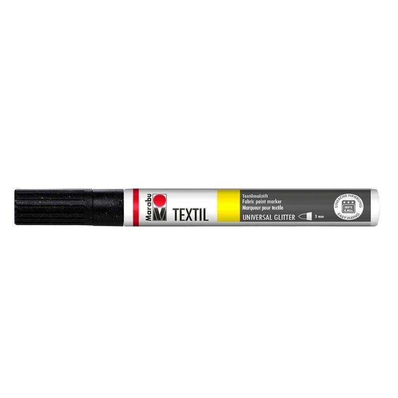 Tekstilės markeris MARABU Glitter 3mm, 573 - Black