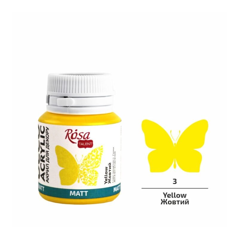Akriliniai dažai Rosa Talent matiniai 20ml Yellow
