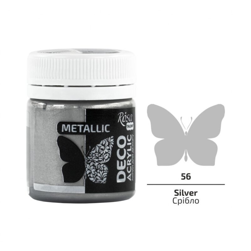 Akriliniai dažai Rosa Talent metalizuoti 20ml Silver