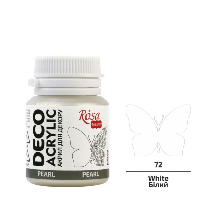 Akriliniai dažai Rosa Talent perlamutriniai 20ml White