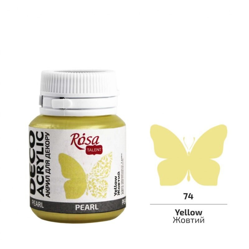 Akriliniai dažai Rosa Talent perlamutriniai 20ml Yellow