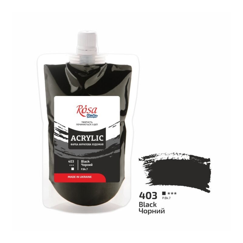 Akriliniai dažai Rosa Studio 200ml Black