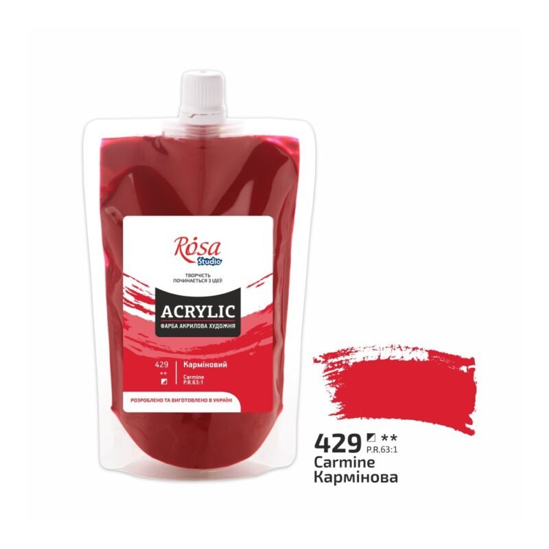 Akriliniai dažai Rosa Studio 200ml Carmine