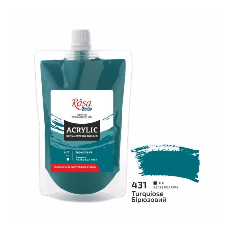 Akriliniai dažai Rosa Studio 200ml Turquoise Blue