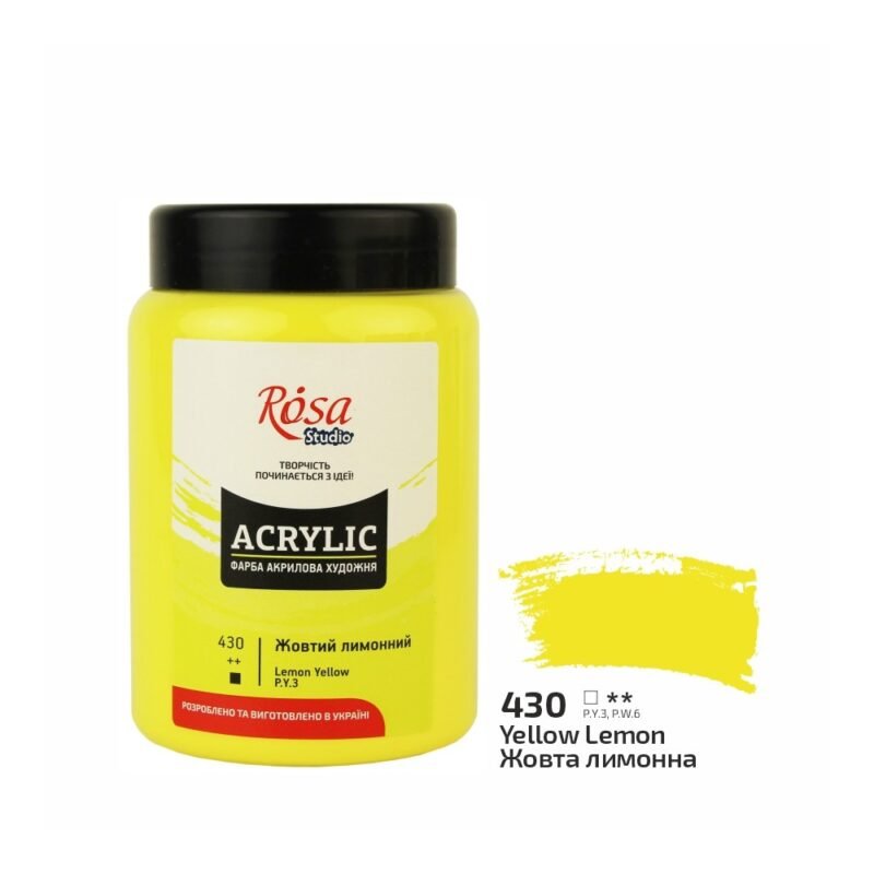 Akriliniai dažai Rosa Studio 400ml Lemon Yellow
