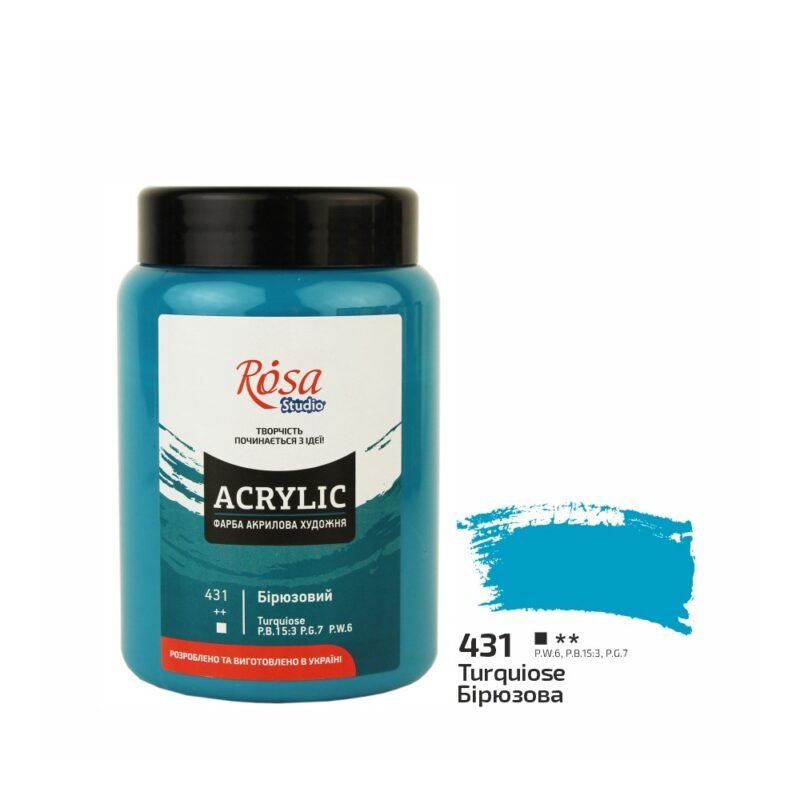 Akriliniai dažai Rosa Studio 400ml Turquoise Blue