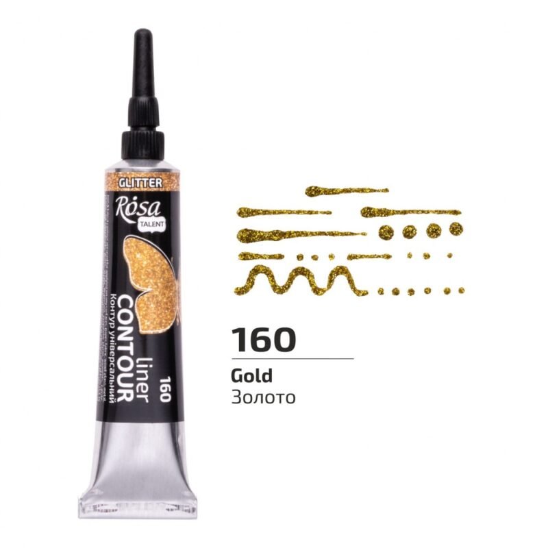 Universalus kontūras Rosa Talent 20ml, su aukso spalvos blizgučiu