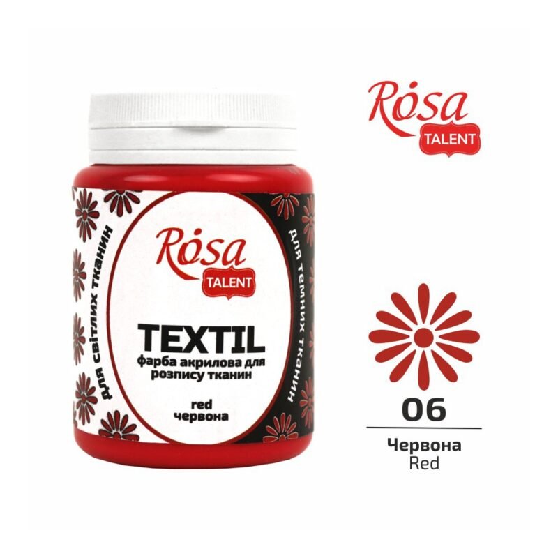 „ROSA Talent“ tekstilės dažai 80ml - raudona sp.