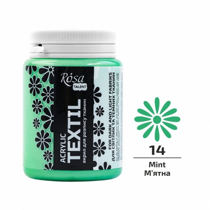 „ROSA Talent“ tekstilės dažai 80ml - mėtos žalia sp.