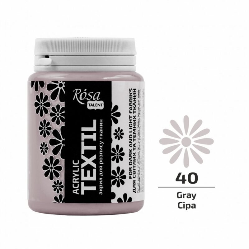 „ROSA Talent“ tekstilės dažai 80ml - pilka sp.