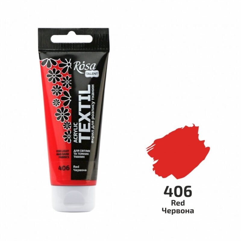 „ROSA Talent“ tekstilės dažai 60ml - raudona sp.