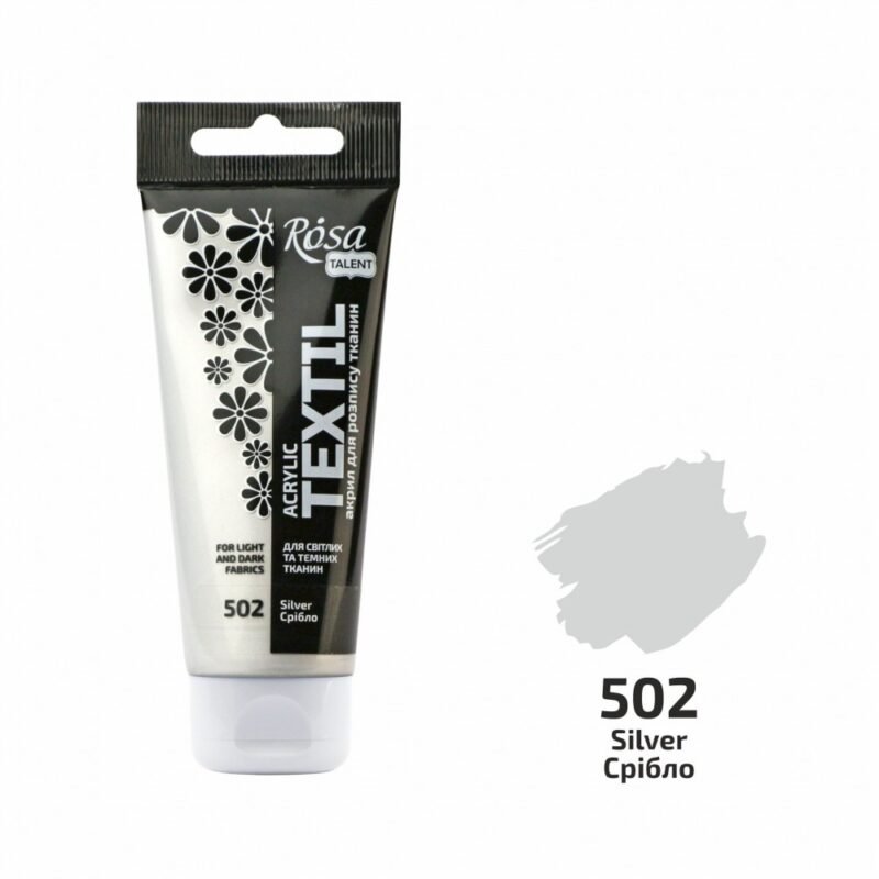 „ROSA Talent“ tekstilės dažai 60ml - sidabrinė sp.