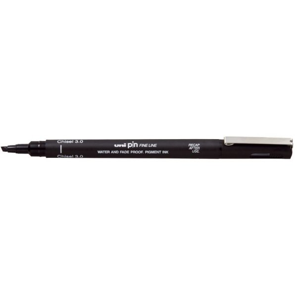 Markeris Uni Pin CHISEL 3,0mm, Juodos sp.