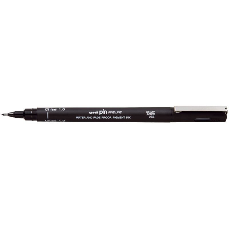 Markeris Uni Pin CHISEL 1,0mm, Juodos sp.