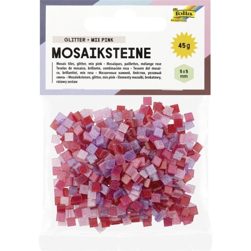Plytelės mozaikai Folia Glitter 5x5 mm, raudonos spalvos