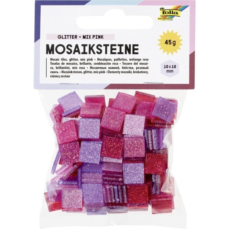 Plytelės mozaikai Folia Glitter 10x10 mm, raudonos spalvos