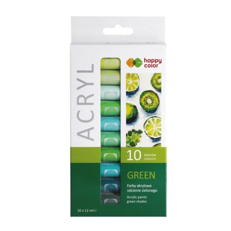 Akrilinių dažų rinkinys HP 10x12ml Žalios sp.
