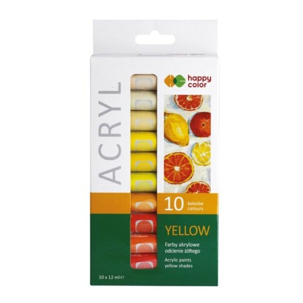 Akrilinių dažų rinkinys HP 10x12ml Geltonos sp.
